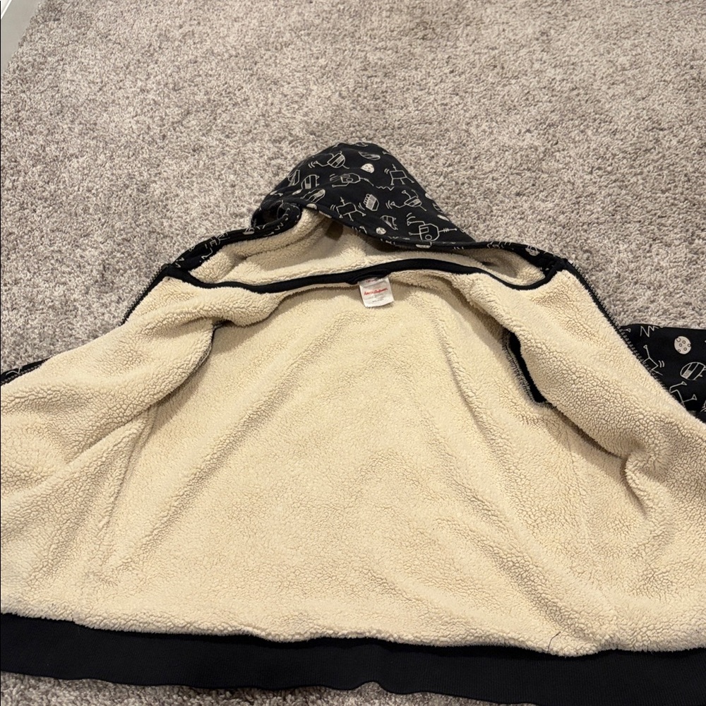 EUC Hanna Andersson Faux Shearling French Terry Hoodie Sz 8 - Picture 4 of 5